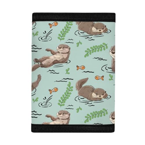 INSTANTARTS Otter Trifold Money Bag for Kids Cute Portable Coin Purse Clutch Money Bag Polyester Coin Storage Bag3