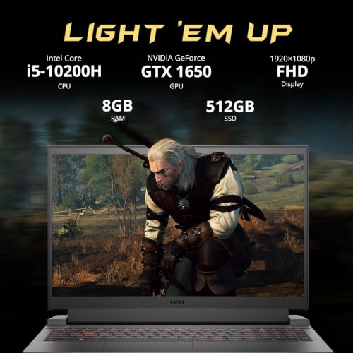 Image of Dell G5 15 5510 15.6 inch FHD 120Hz Gaming Laptop, Intel Core i5-10200H, GeForce GTX 1650, 8GB DDR4, 1.5TB Storage(512GB SSD+1TB Docking Station Set), Backlit Keyboard, Wi-Fi 6, Win 10, Dark Shadow Grey