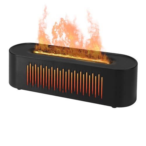 Difusor De Aromas Con Humidificador De Llama Vulkan: Humidificador De Aromaterapia De 260ml, Con Luz Nocturna En 7 Colores, Función De Apagado Automático, Ideal Para El Dormitorio (Negro)