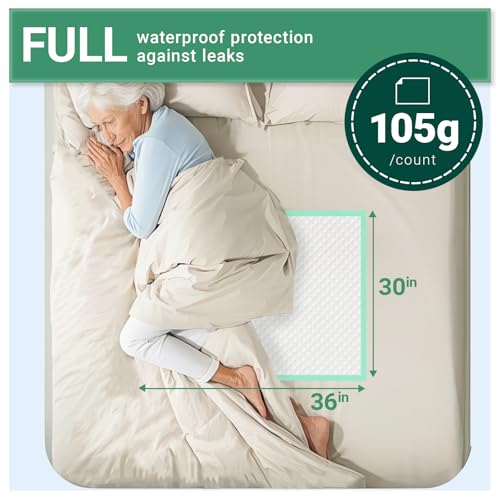Image of Eco-Friendly Super Absorbent Thicken Disposable Underpads, (30 inch x 36 inch | 50 Pack), Biodegradable, Adhesive Strips, Leakproof Quick-Dry Incontinence Pee Pads, Chux Pads for Adults, Kids, Pets