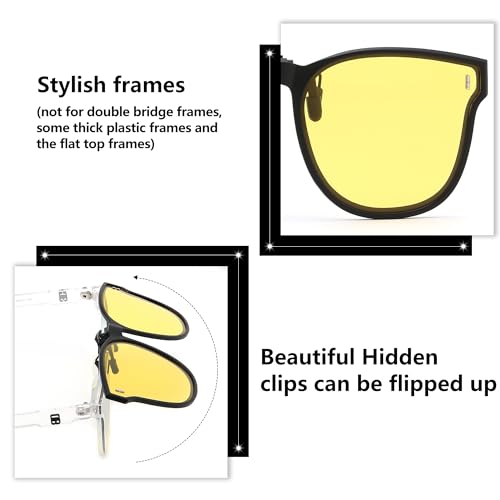 Image of FEISEDY Polarized Clip On Sunglasses Over Prescription Glasses Men Women Fit Flip Up B4177