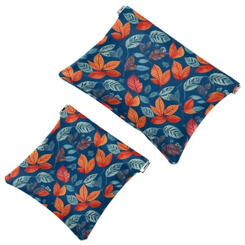 Elegante borsa per trucchi con foglie colorate 2 pezzi 491 impermeabile per donne in viaggio Multicolore