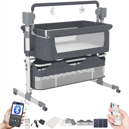 Electric Baby Bedside Crib Multifunctional Bassinet for Co-Sleeping Convertible Bedside