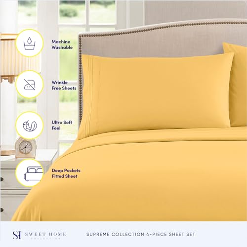 1800 Thread Count Sheet Set – Soft Egyptian Quality Brushed Microfiber Sheets – Luxury Bedding Set with Flat Sheet, Fitted Sheet, 2 Pillow Cases