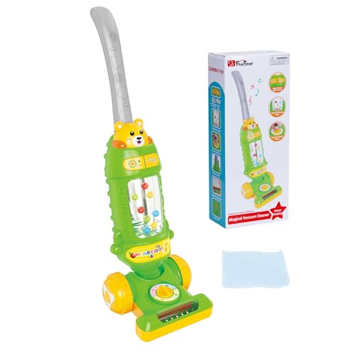 Image of FS Kids Vacuum Toy for Children 18 Months+ Green with Washable Mop Pad | Pretend Housekeeping Toy with Interactive Lights, Sounds and Washable Mop Pad for Creative Cleaning Activities and Role Play.