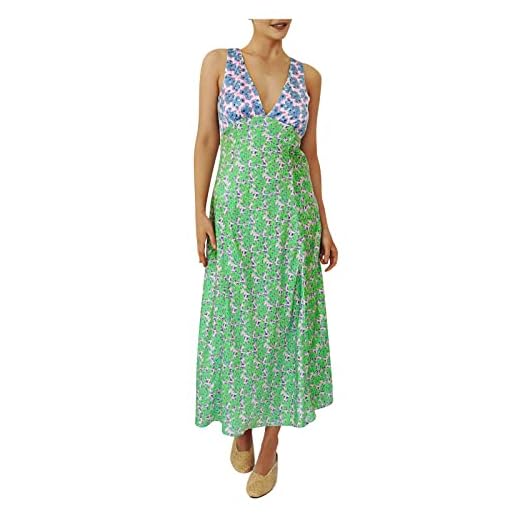 Ansenesna Sommerkleid Boho Damen Lang mit Schlitz Schick Elegant V Ausschnitt Strandkleider Frauen Rückenfrei Ibiza Hippie Vintage Kleid