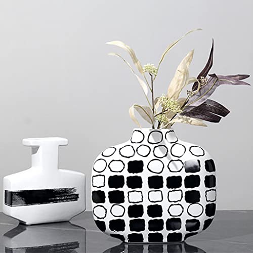 Vase céramique moderne géométrique 26cm fleur composition décoration - 5