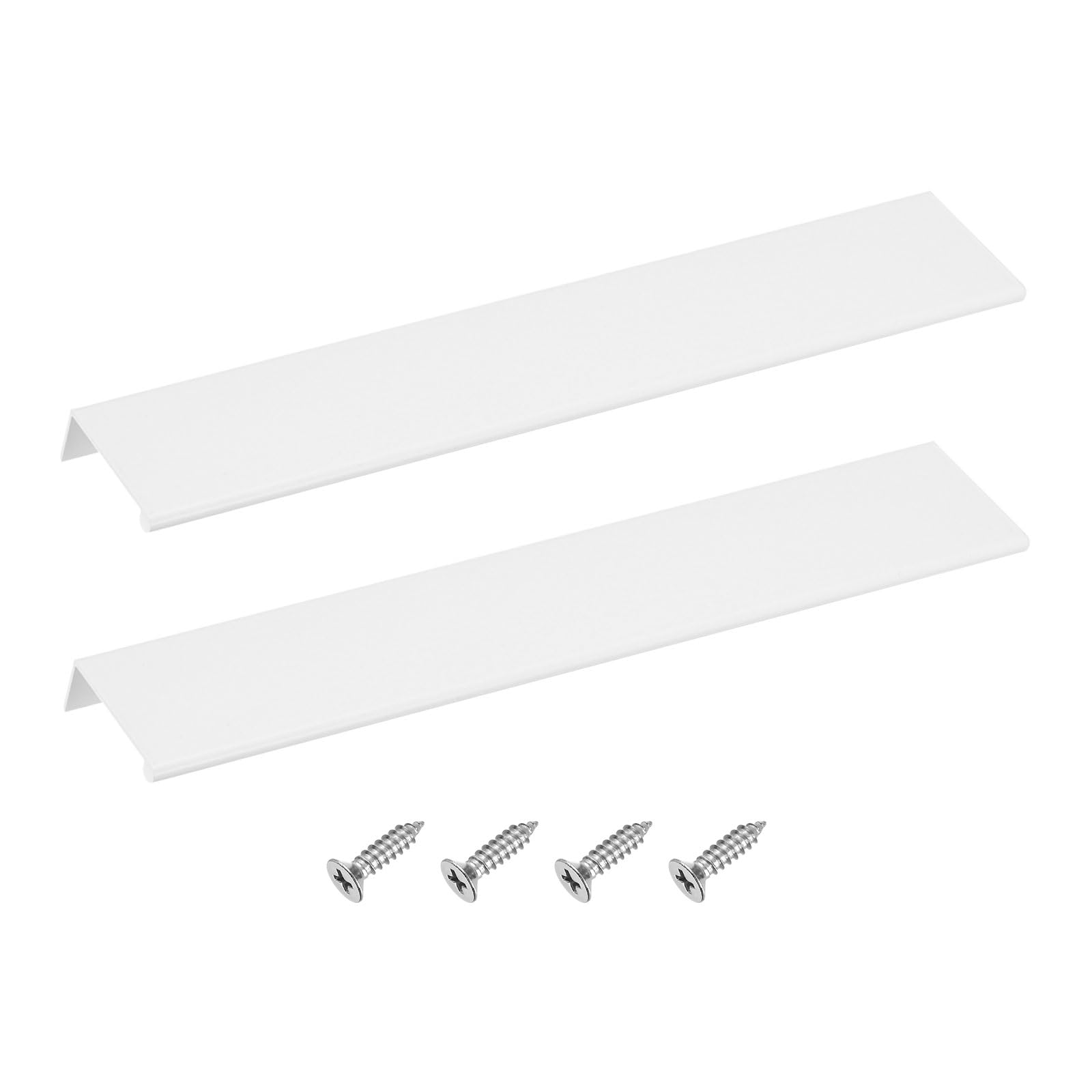 sourcing map Cabinet Finger Edge Pull, 2pcs 300mm / 11.81" Aluminum Alloy Back Mount Hidden Drawer Edge Handles, Modern Concealed Tab Pulls for Home Kitchen Furniture, White