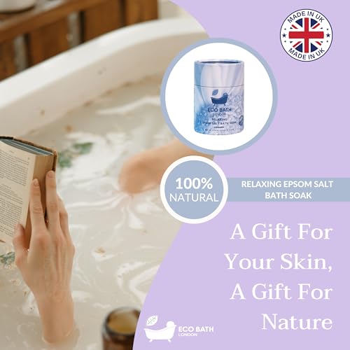 Image of Eco Bath London Relaxing Lavender Epsom Salt Bath Soak - Tube 8.8 oz (250 g), Made in UK, Magnesium Bath Salt with Lavender