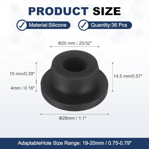 Image of MECCANIXITY 36pcs T-Shaped Silicone Plugs 20mm 25 /32 inch Dia Snap in Plug