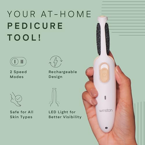 Image of Winston Electric Callus Remover for Feet | 120 Min Runtime, Fast Charging | Rechargeable Foot File | 2 Speed Pedicure Tool for Hard Skin, Cracked Heels & Dead Skin Remover | 1 Year Warranty