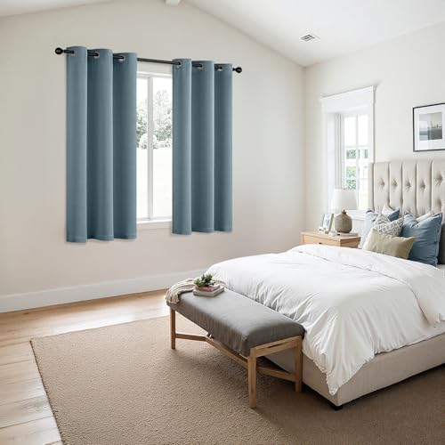 Image of MIULEE Blackout Curtains for Bedroom Living Room 2 Panels, Thermal Insulated Room Darkening Drapes Grommet Noise Reducing Light Blocking Window Treatments 54 Inches Long 40x54 Inch Greyish Blue