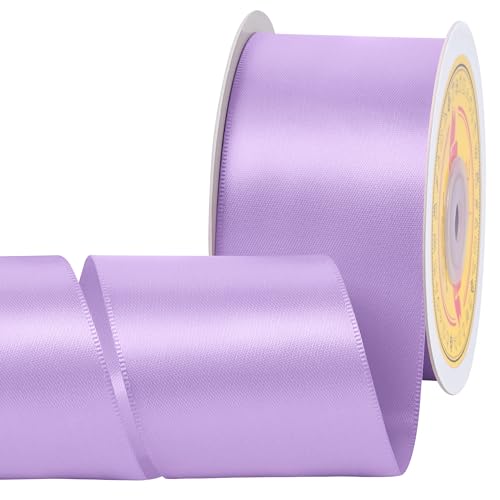 Image of Double Face Light Purple Satin Ribbon 2 inch X 25 Yards for Gift Wrapping Very Suitable for Weddings Party Hair Bow Invitation Decorations and More