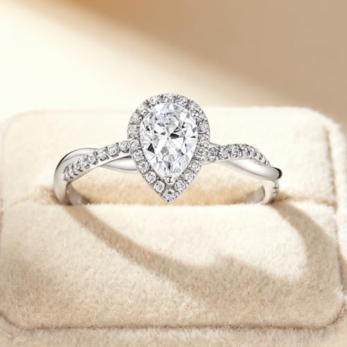 Blocaci Pear Shaped Engagement Rings for Women 1CT Center Moissanite Wedding Rings 925 Sterling Silver 10K 14K 18K Gold3