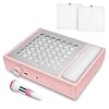 Madenia Powerful Nail Dust Collector - Brushless Quiet Vacuum Suction Fan Extractor with Hand Pillow 2 Filters 1 Brush, Nail Dust Cleaner Machine for Acrylic Gel Nail Polishing Nail Tech Use, White (Pink)