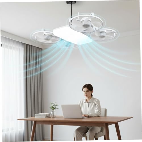 Ventilador de techo LED E27 con flujo de aire de 360 grados y luz regulable blanco 3