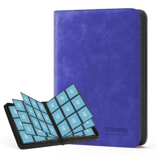 Image of Trading Card Binder, 9 Side Loading Pocket Card Album Hold Up to 540 Cards, Zipper Binder for Cards Collection, TCG Card Holder for Game Card, Sports Card, Yugioh, MTG etc. (Blue)