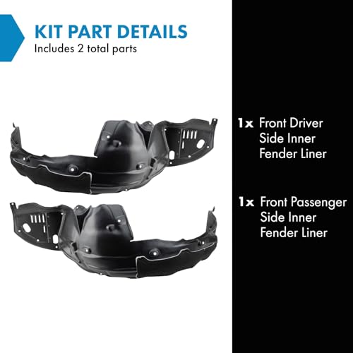 Image of TRQ Front Driver and Passenger Side Inner Fender Liner Set Compatible with 2008-2012 Honda Accord Sedan US Built Models