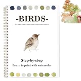 Watercolor Workbooks Coloring Book Easy Nature Scenes Beginner Friendly Watercolor Painting Set Art Crafts Painting Kit for Creative Exploration Gift for Adults Beginners (Birds, Without Palette)