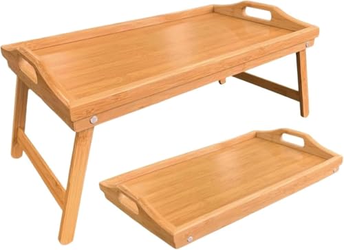 GEBYUI 折りたたみ式ベッドテーブル ちゃぶ台・トレー兼用 持ち手付き 軽量小型 折りたたみ式ティーテーブル、カンテーブル、出窓テーブル、小さなティーテーブル、畳のローテーブル、竹製の屋外用折りたたみテーブル