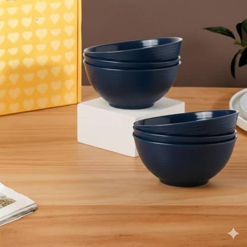 Image of Melamine Serving Bowls | Multipurpose Bowl Set | Mixing & Serving Bowls | Unbreakable, Lightweight, Food-Grade, Dishwasher Safe | Set of 3 (1000 ML Each) (Blue)