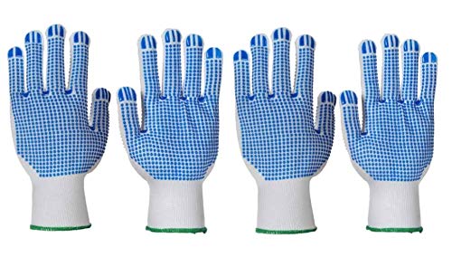 A. SHARIF™ Atlas Protective Polyester PVC Dotted Safety Hand Gloves, for General, Kitchen, Gardening, Farming, Agriculture and Multi Purpose use, Washable And Reusable Gloves (2 Pair, White)