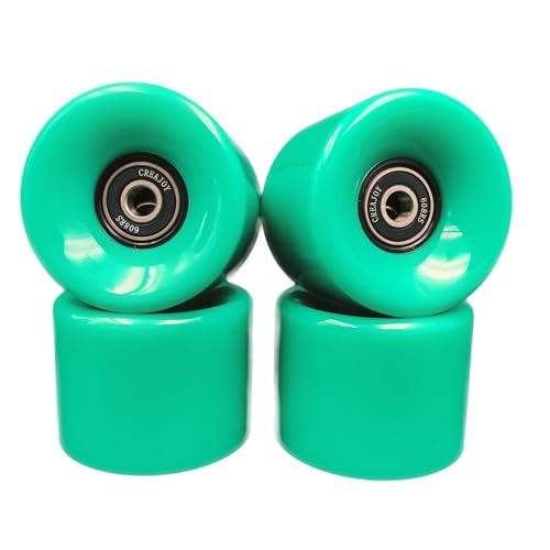Skateboard Wheels with Bearings, 60mm 92a Hardness, Set of 4 (Green)