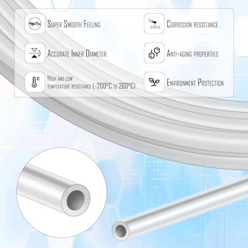 Image of PTFE Teflon Tube Kit for 1.75mm Filament 5M(16.5ft),3mm ID X 4mm OD 3D Printer Tube Food Grade High Temperature Tube Pipe for Most 1.75mm Filament PLA ABS 3D Printer(Transparency)