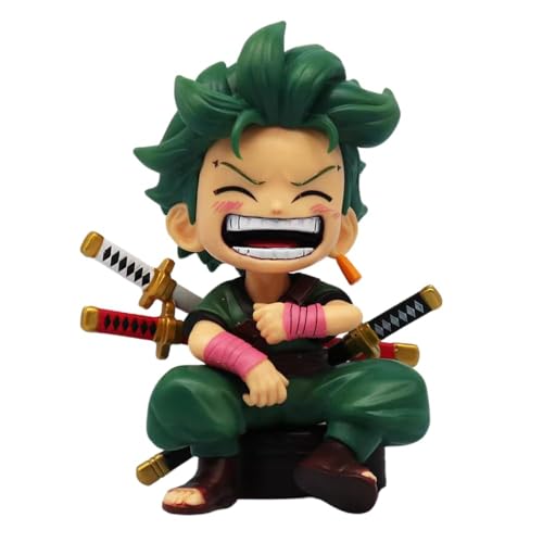 Image of Blue Aura Roronoa Zoro Action Figure Height-12.5cm Multicolour PVC | Zoro Mini Laugh