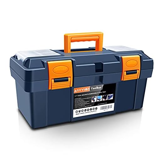 Anyyion 17-inch Tool Box with Removable Tray , Small Parts Box On The Lid is Removable, Tray Can be Removed and Combined at Will (Blue)