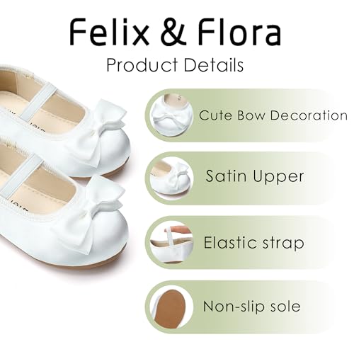 Image of Felix & Flora Toddler Flower Girl Dress Shoes - Girl Ballet Flats Party School Shoes Wedding