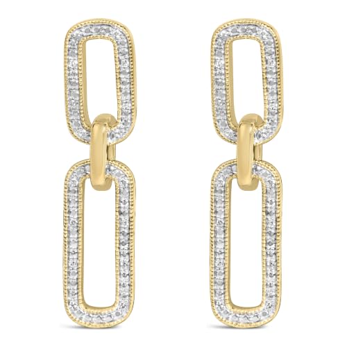 Gold Vermeil 1/10 Cttw Diamond Cttw Bold Paperclip Earring