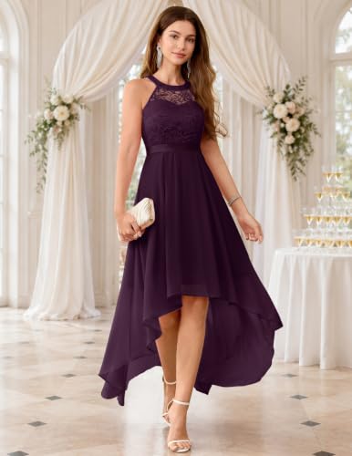 Image of Wedtrend Women's Semi Formal Dresses Halter Bridesmaid Dresses Wedding Guest Dress High Low Prom Dress