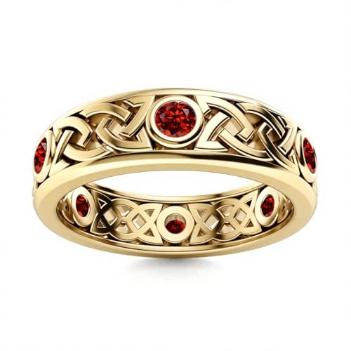 Celtic Knot Ring for Men Women 925 Sterling Silver-10K-14K-18K Solid Gold Wedding Band Personalized Gemstone Birthstone Anniversary Ring for Men Husband 0.4Cttw