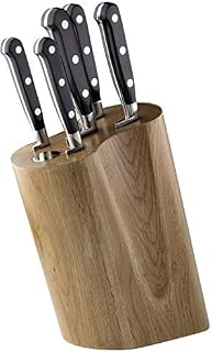 Sabatier Professional Curved 5 Piece Knife Block Set - Solid Oak, Full Tang Knives, High Carbon Steel, Taper Ground Blades, Triple Rivet Comfort Handles. Sharper for Longer. by Taylors Eye Witness.