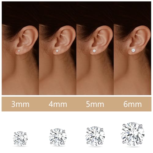 Limerencia G23 Pure Titanium Earrings F136 Implant Grade Titanium Studs 20G Hypoallergenic Round Cubic Zirconia/Princess-Cut/Square/Ball Earrings for Women Men Sensitive Ears4