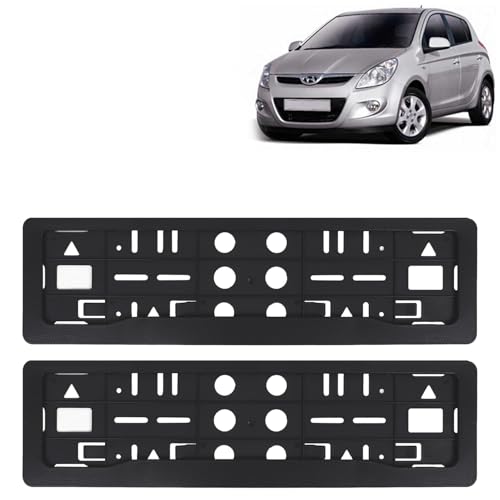 Image of KINGSWAY I20 Car Number Plate Frames for All 2008 to 2011 Models of Hyundai Car Registration Plate Holders, Black Licence Plate Covers (Front and Rear), Universal Size 51.5 x 14.5 cm