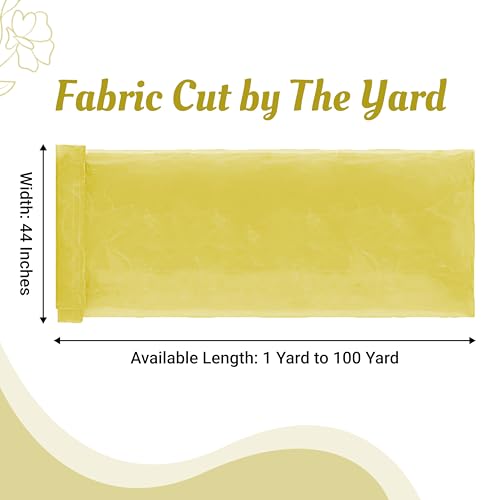 Image of MDS Pack of 5 Yard Sheer Organza Fabric for Wedding Party Home Event Banquet Decorations, Backdrop Curtain Craft Dress Sewing Fashion DIY Crystal Organza Tulle Fabric Bolt 44 inch Wide - Yellow