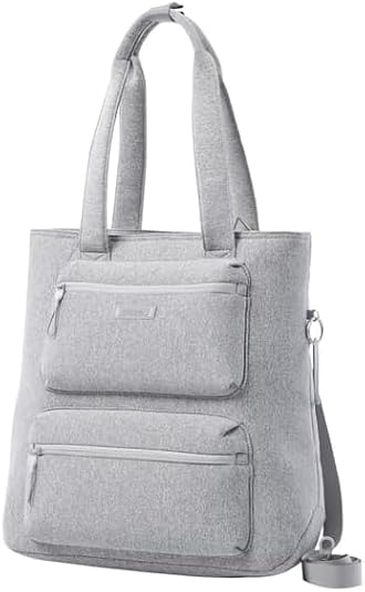 TOTTO - Women's Tote Bag, Model Megumi L, Compartment with 15.4 PC Pocket, Adjustable and Removable Strap, Internal Pocket with Zip, Key Holder, Suitcase Strap, Grey