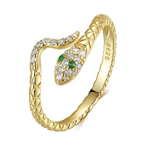 Qings Adjustable Snake Ring with Zirconia Cover
