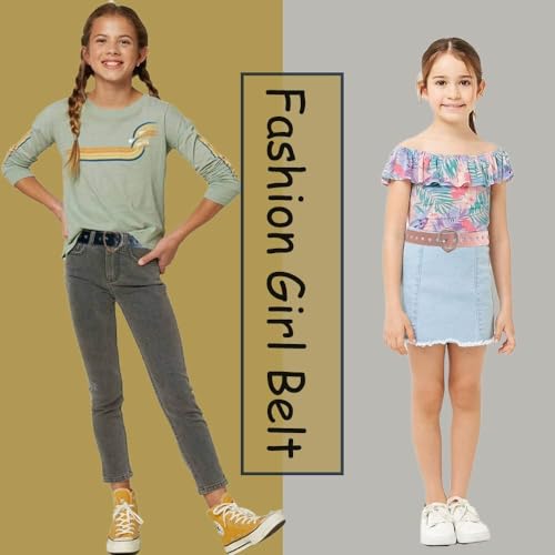 5 Pieces Girls Belt Cute Heart Shape With Metal Buckle Elastic Stretch Adjustable Waist Belt for Girls Jeans Dress4