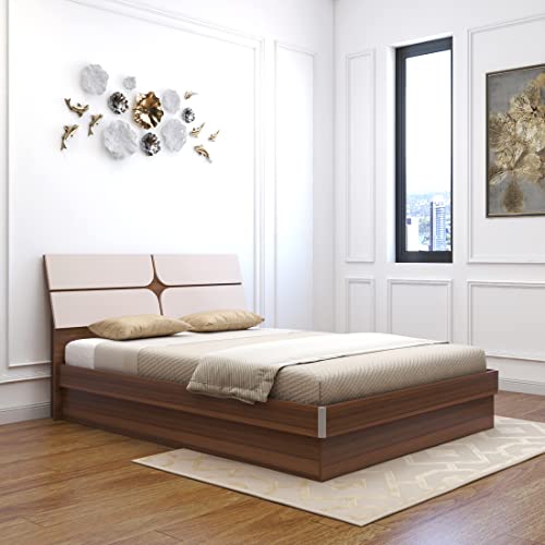 Image of COUCH CULTURE Kruger Queen Size Hydraulic Storage Bed | Engineered Wood - Leon Teak Finish | Ultra-Lightweight Structure | Cozy Cot for Bedroom | Dual Tone Premium Design Bed |1 Year Warranty