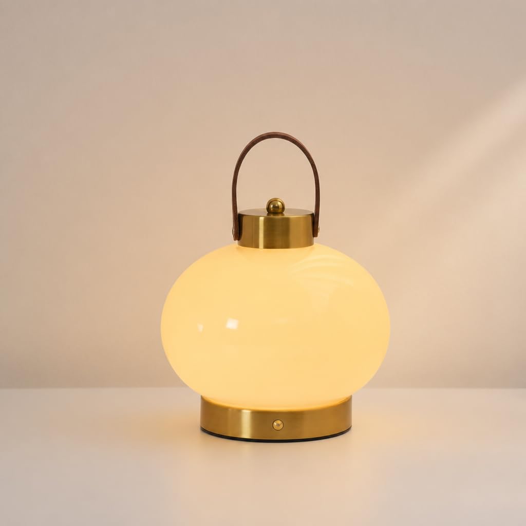 Kugellampe LED Dimmbare Akku Tischlampe Batteriebetrieben USB Aufladbare Leselampe 3000K Warmes Licht Batteriebetrieben Tischleuchte 2000mAh Runde Glaslampenschirm Wohnzimmerlampe