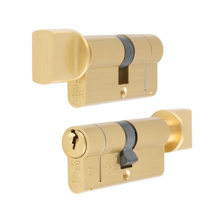 Kooples Hardware MPx6 High Security Euro Cylinder Lock with Thumb Turn Anti-Snap, Anti-Bump, Anti-Pick (KA, Satin Brass, 70mm)