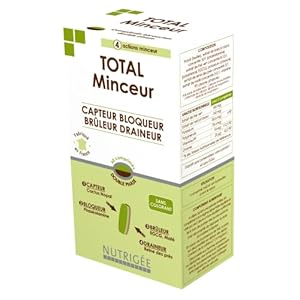 NUTRIGÉE – Total Minceur – 4 Actions Minceur – Capte, Bloque, Brûle & Draine – Favorise L&rsquo;Amincissement, le Contrôle du Poids et de L&rsquo;Appetit – 60 Gélules – Programme de 30 Jours – Fabriqué en France