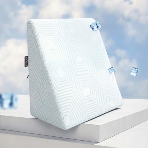 Image of Orista CoolTech Wedge Pillow for Back Support & Acid Reflux Relief | Self-Cooling Fabric with 4C Cooler Surface | High Density Memory Foam Bed Wedge Sleeping Reading Snoring GERD & Leg Elevation