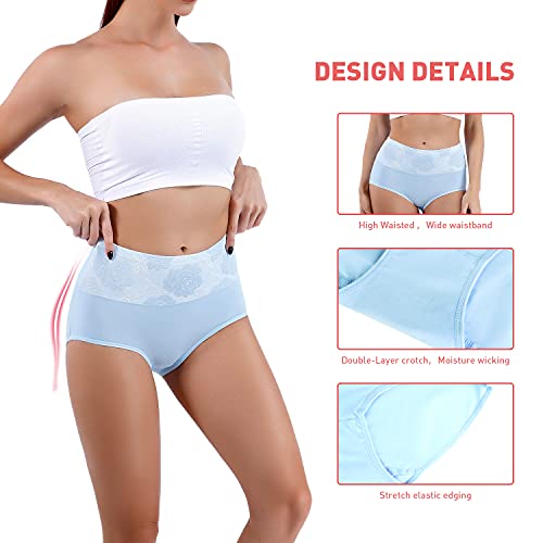 Honzadar Women Underwear Breathable Panties Cotton Tummy Control High Waist Briefs Full Coverage Panty Multipack - Image 5