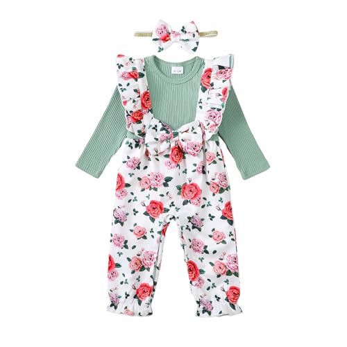 Image of YWFSHOP Newborn Infant Baby Girl Romper Bodysuit One Piece Long Sleeve Cotton Linen Fall Winter Clothes Outfit
