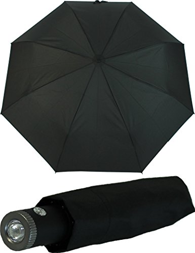 Preisvergleich Produktbild Taschenschirm mit Taschenlampe Mini Flash Light LED - schwarz