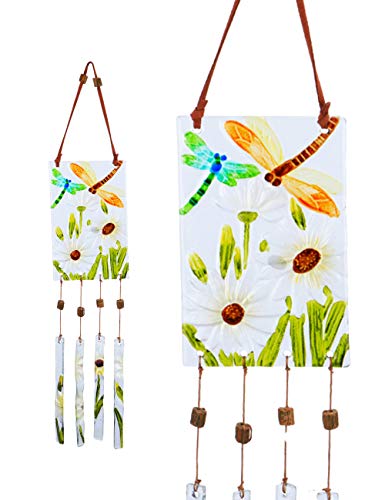 Afirst Dragonfly Wind Chimes 21 inches Colorful Glass Wind Chime Unique Gift Idea for Family and Friends Great Decoration for Home and Garden